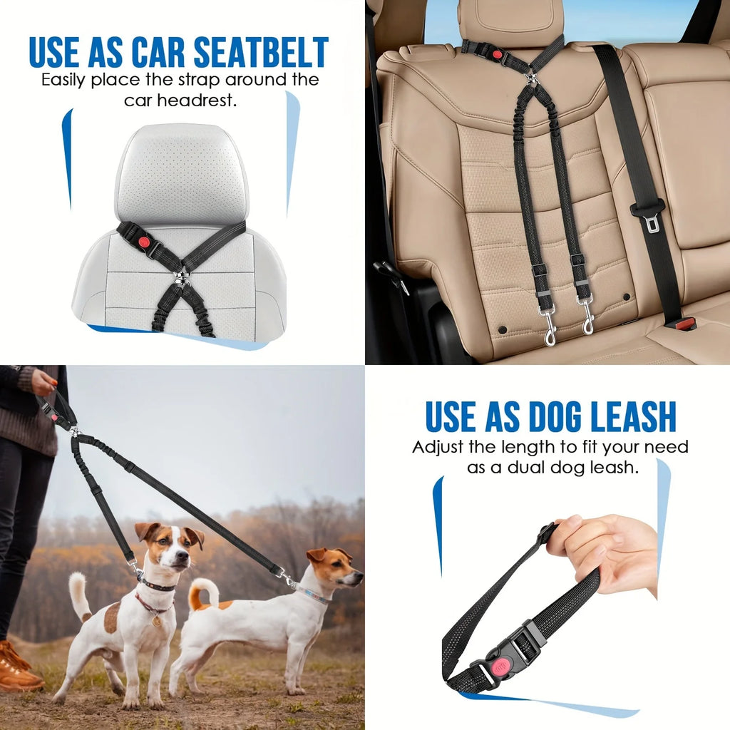 Dog Seat Belt – Dual Headrest Safety Leash