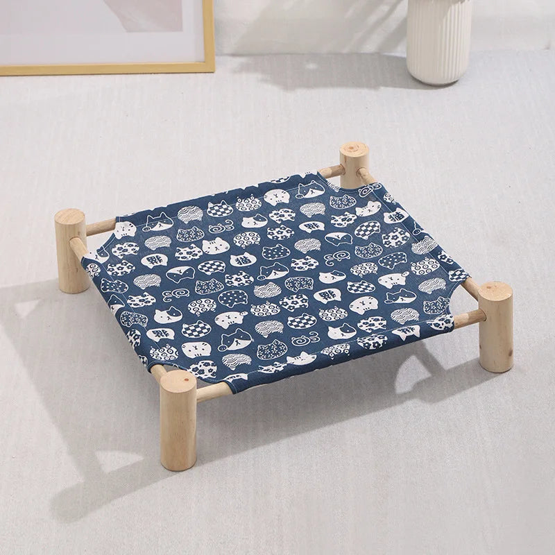 Elevated Dog Bed – Portable, Foldable Wooden Hammock for Small to Medium Dogs