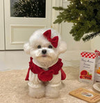 Winter Corduroy Dog Dress Set – Red Bow Outfit XS-XXL