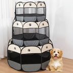 Portable Foldable Dog Playpen Tent – Octagonal Travel Pet House with Mesh Panels