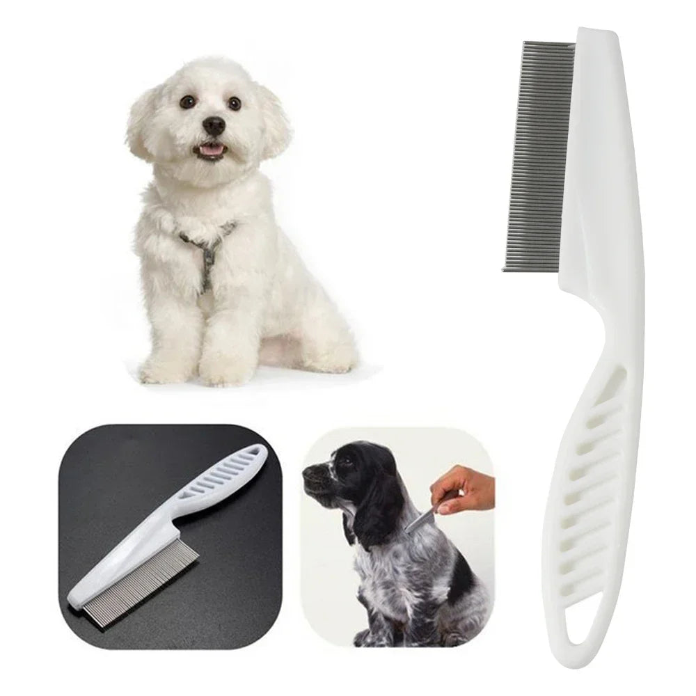 Moonbiffy Dog Grooming Flea Comb – Stainless Steel Hair Brush & Gentle Massage Tool