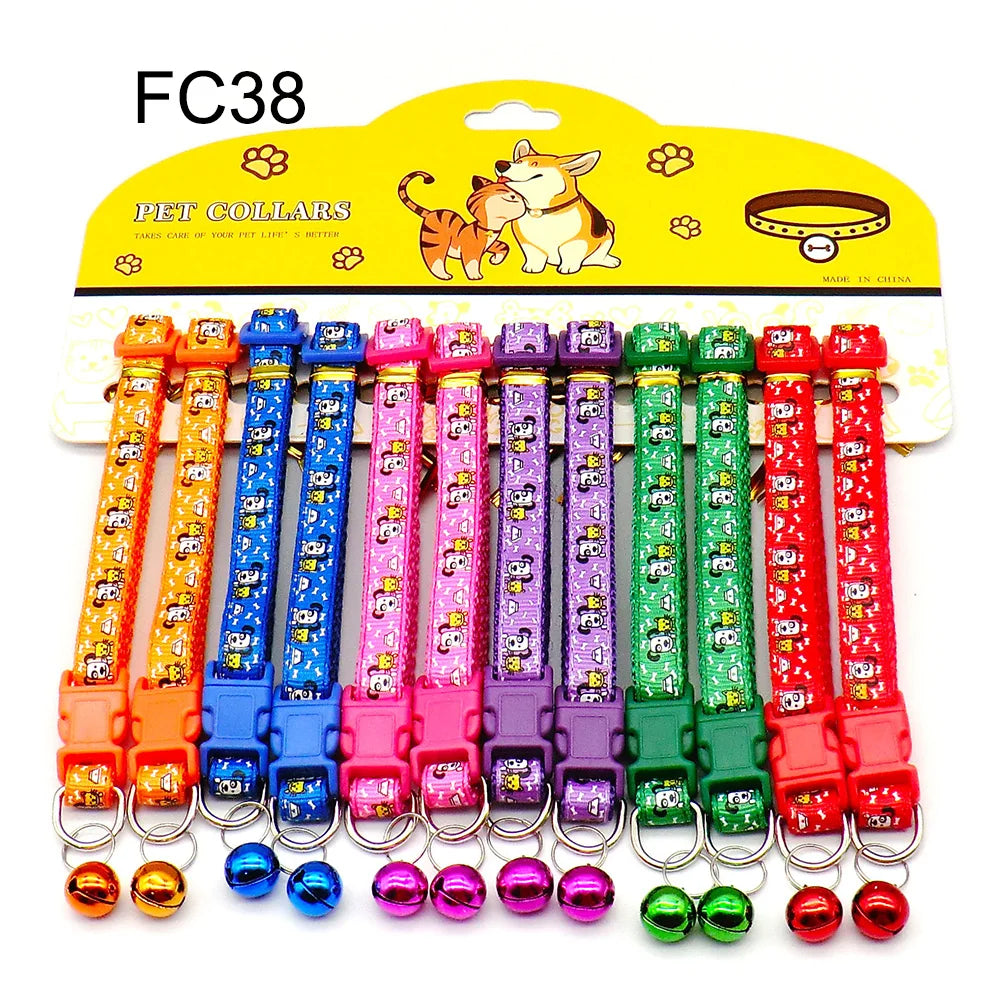Multicolor Dog Collars with Bell 12 Pack – Adjustable ID Safe