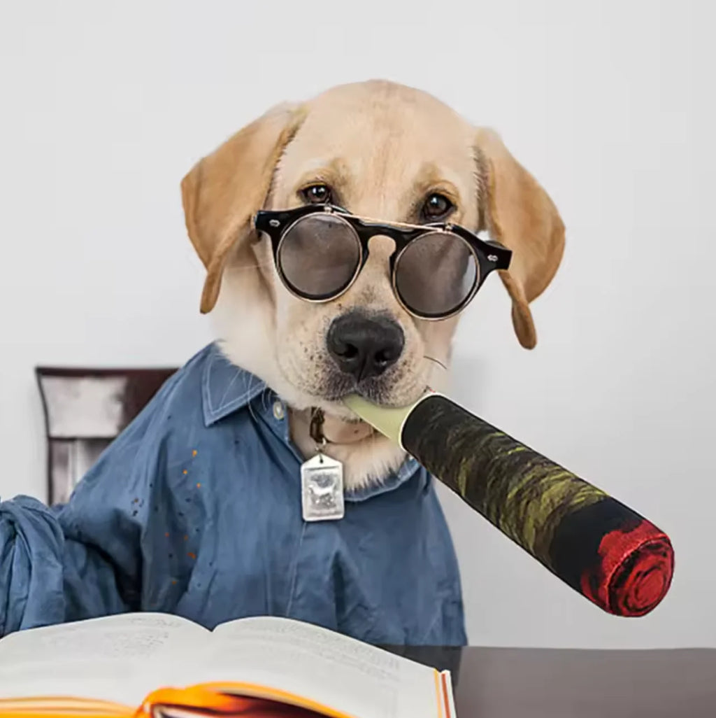Cigar Design Plush Dog Toy — Funny Interactive Chew Toy for Small & Medium Dogs