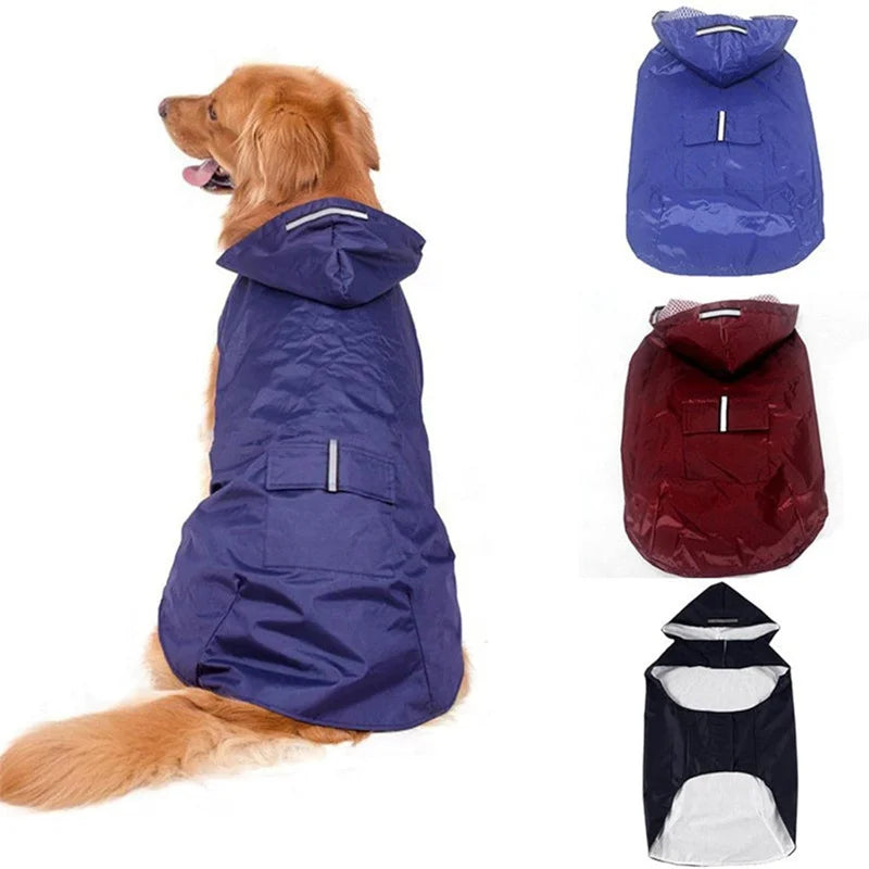 Waterproof Dog Raincoat Hoodie – Reflective Stripe Rain Jacket