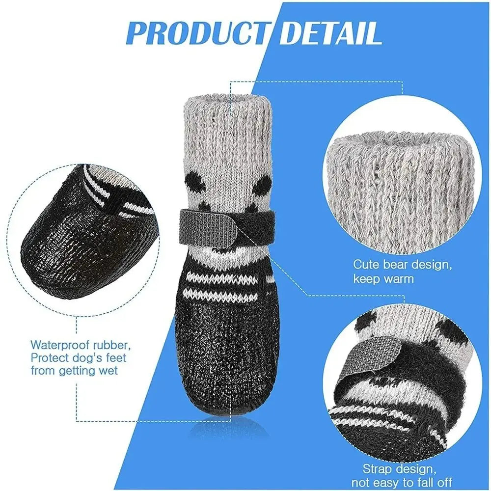 Waterproof Dog Boots – Non Slip Rubber Winter Paw Protectors