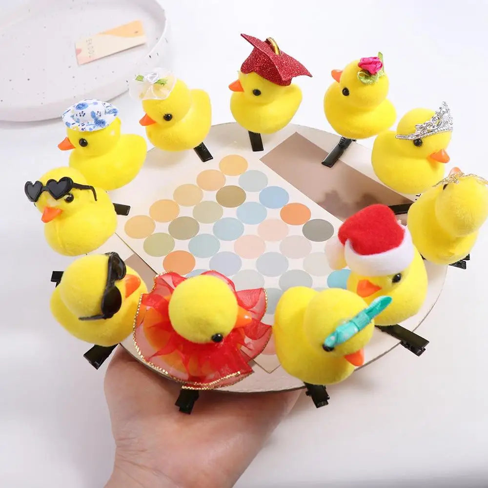 Duck Plush Hair Clip – Kids Bowknot Flower